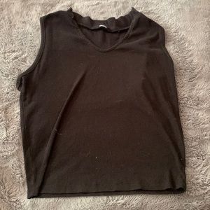 black ribbed tank with semi collar